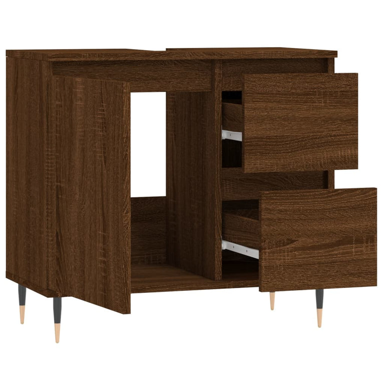 Badkamerkast 65x33x60 cm bewerkt hout bruin eikenkleur MeubelReus