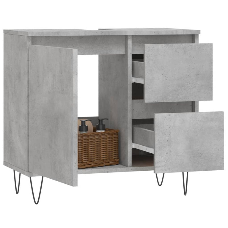Badkamerkast 65x33x60 cm bewerkt hout betongrijs MeubelReus