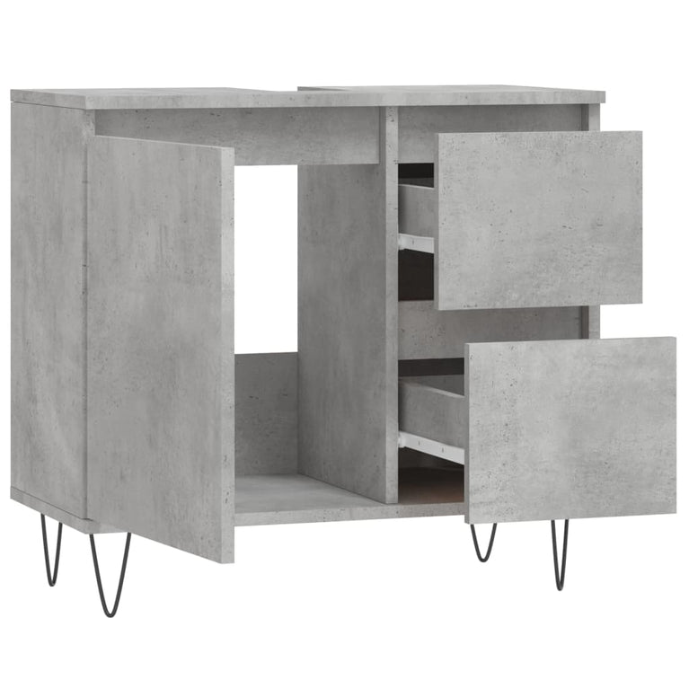 Badkamerkast 65x33x60 cm bewerkt hout betongrijs MeubelReus