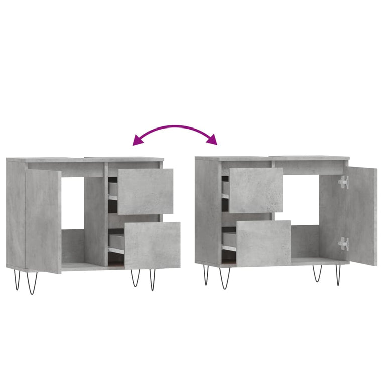 Badkamerkast 65x33x60 cm bewerkt hout betongrijs MeubelReus
