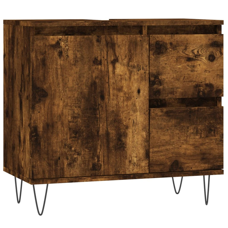 Badkamerkast 65x33x60 cm bewerkt hout gerookt eikenkleurig MeubelReus