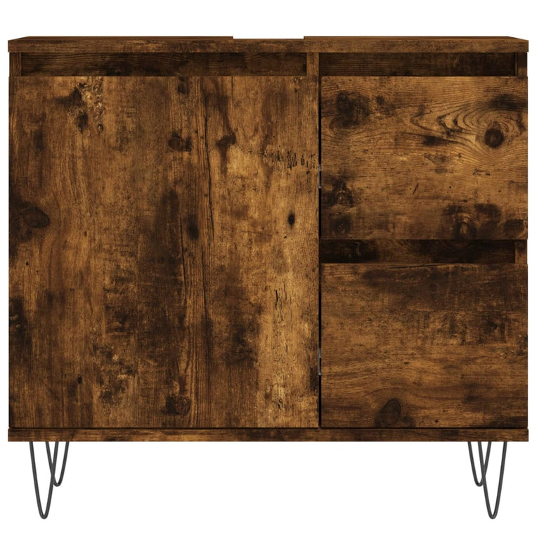 Badkamerkast 65x33x60 cm bewerkt hout gerookt eikenkleurig MeubelReus