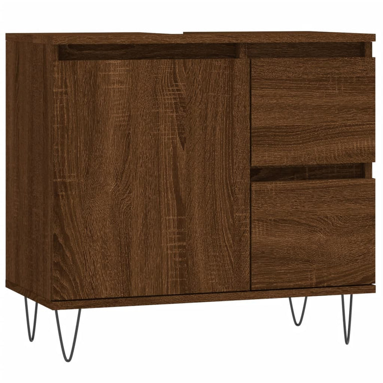 Badkamerkast 65x33x60 cm bewerkt hout bruin eikenkleur MeubelReus