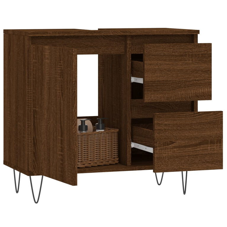 Badkamerkast 65x33x60 cm bewerkt hout bruin eikenkleur MeubelReus