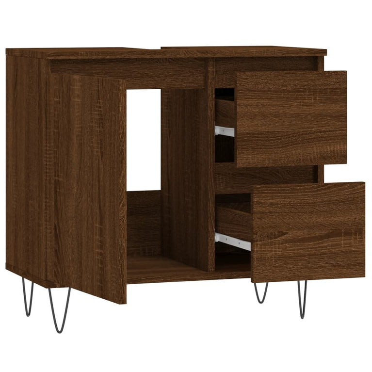 Badkamerkast 65x33x60 cm bewerkt hout bruin eikenkleur MeubelReus