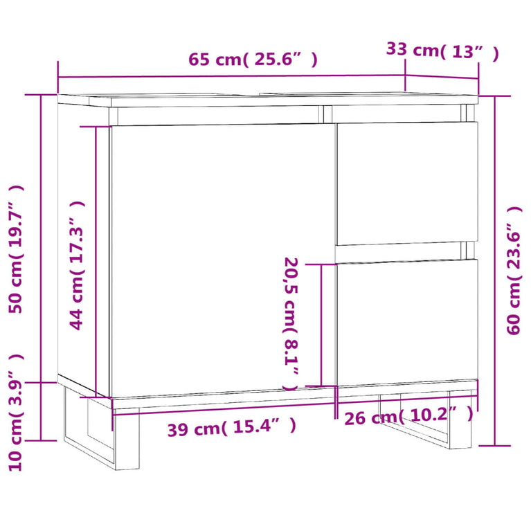 Badkamerkast 65x33x60 cm bewerkt hout wit MeubelReus