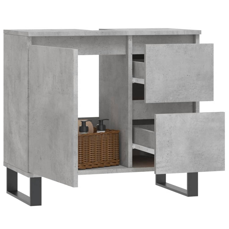 Badkamerkast 65x33x60 cm bewerkt hout betongrijs MeubelReus