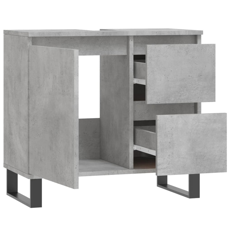 Badkamerkast 65x33x60 cm bewerkt hout betongrijs MeubelReus