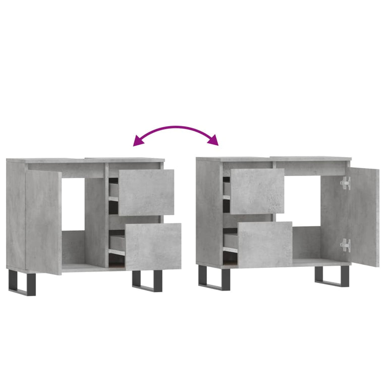 Badkamerkast 65x33x60 cm bewerkt hout betongrijs MeubelReus