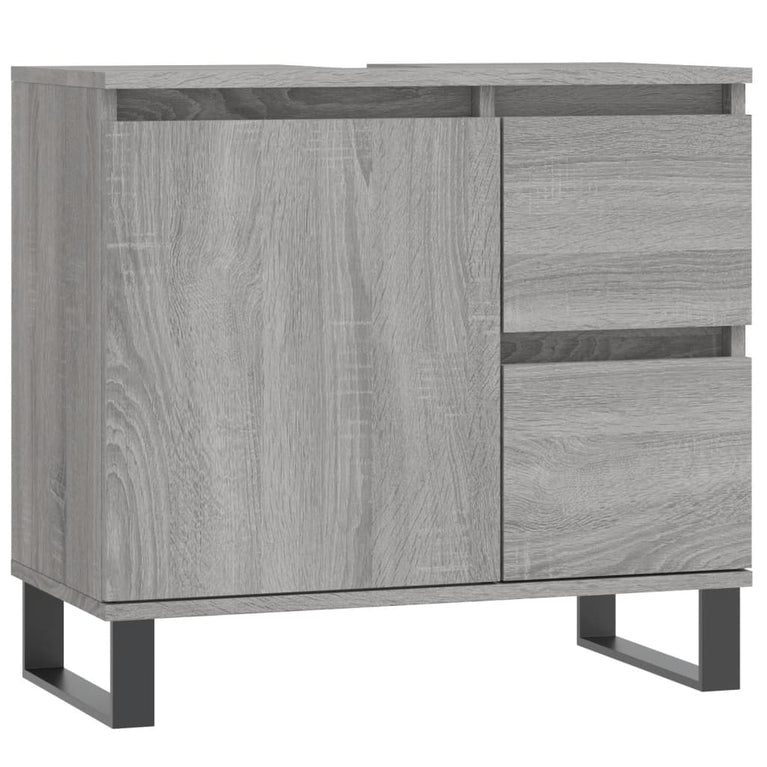 Badkamerkast 65x33x60 cm bewerkt hout grijs sonoma eikenkleurig MeubelReus