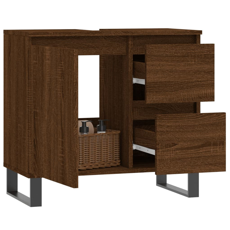 Badkamerkast 65x33x60 cm bewerkt hout bruin eikenkleur MeubelReus