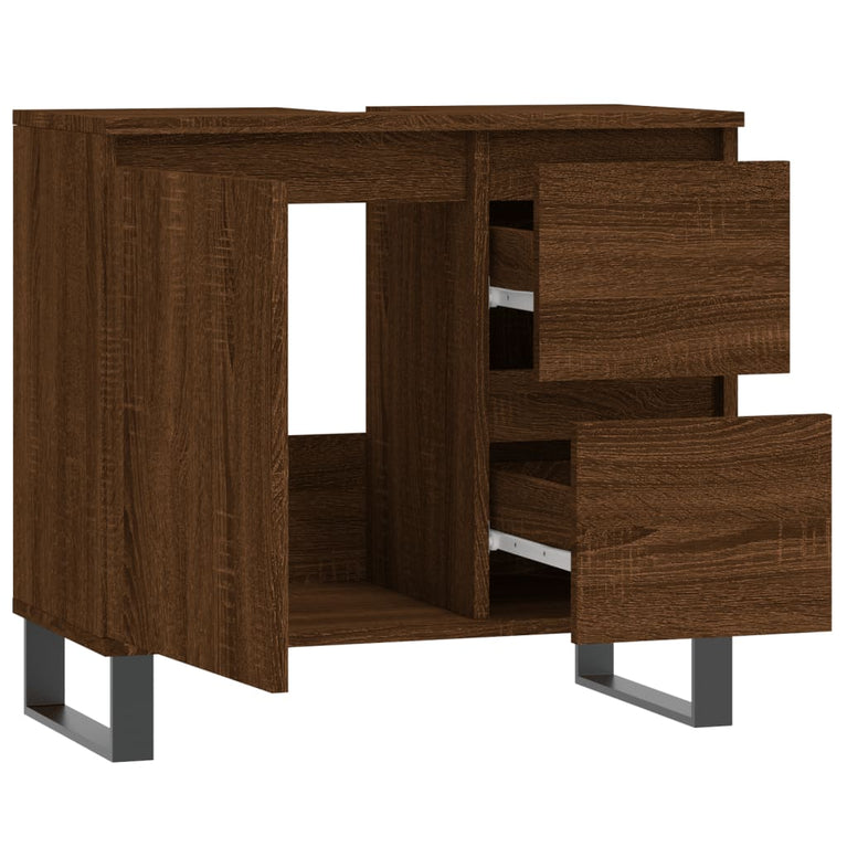 Badkamerkast 65x33x60 cm bewerkt hout bruin eikenkleur MeubelReus
