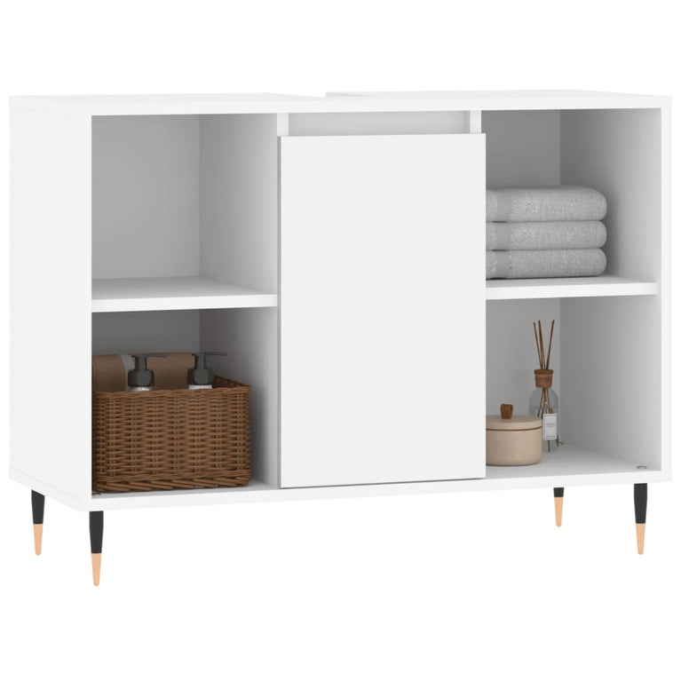 Badkamerkast 80x33x60 cm bewerkt hout wit MeubelReus