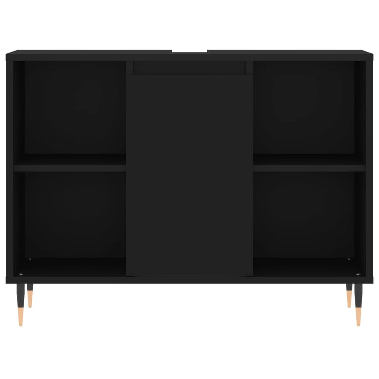 Badkamerkast 80x33x60 cm bewerkt hout zwart MeubelReus