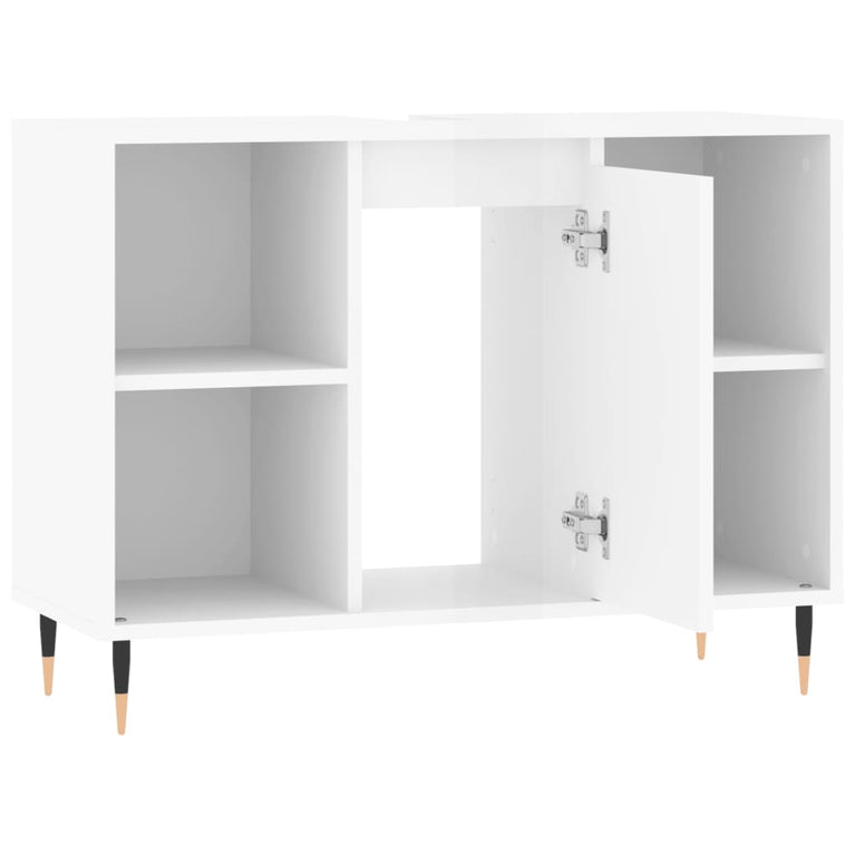 Badkamerkast 80x33x60 cm bewerkt hout hoogglans wit MeubelReus