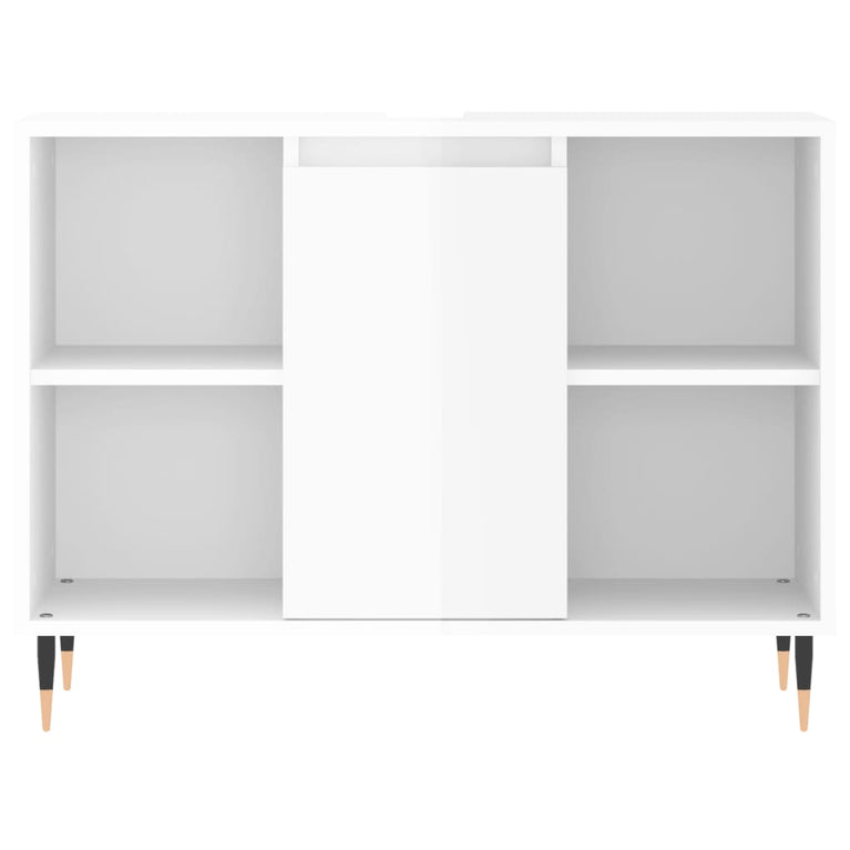 Badkamerkast 80x33x60 cm bewerkt hout hoogglans wit MeubelReus