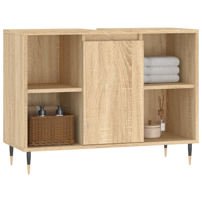 Badkamerkast 80x33x60 cm bewerkt hout sonoma eikenkleurig MeubelReus