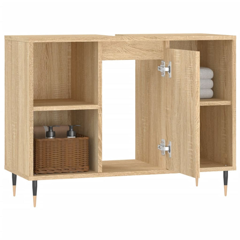 Badkamerkast 80x33x60 cm bewerkt hout sonoma eikenkleurig MeubelReus