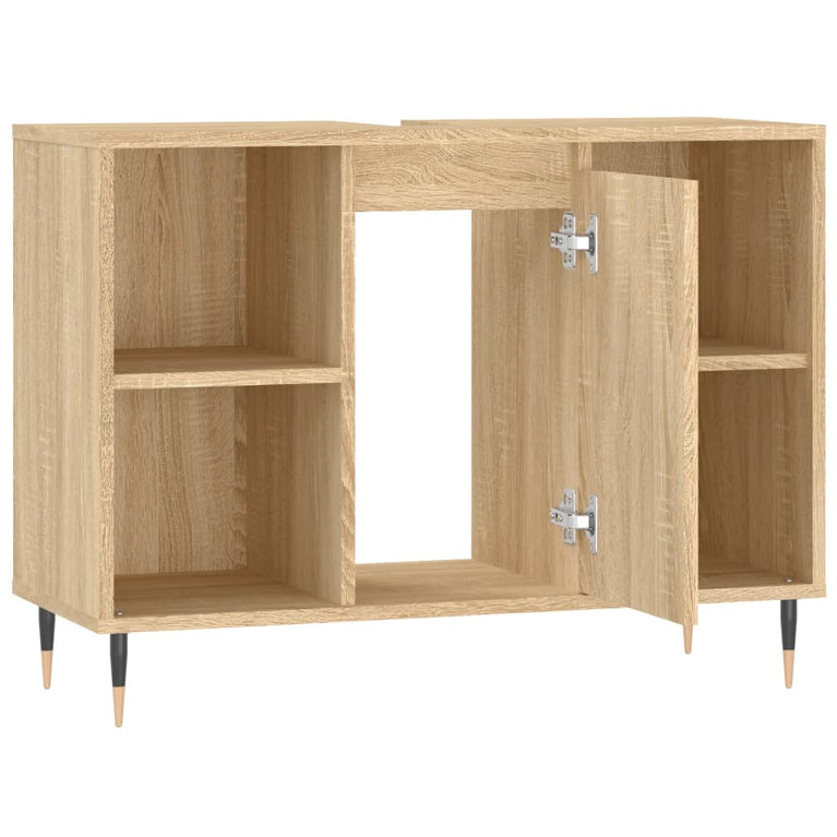 Badkamerkast 80x33x60 cm bewerkt hout sonoma eikenkleurig MeubelReus
