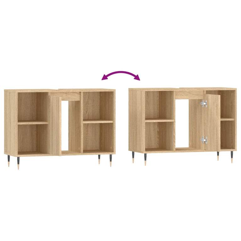 Badkamerkast 80x33x60 cm bewerkt hout sonoma eikenkleurig MeubelReus