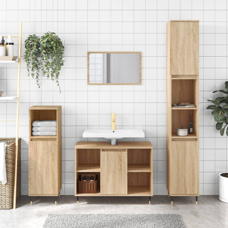 Badkamerkast 80x33x60 cm bewerkt hout sonoma eikenkleurig MeubelReus