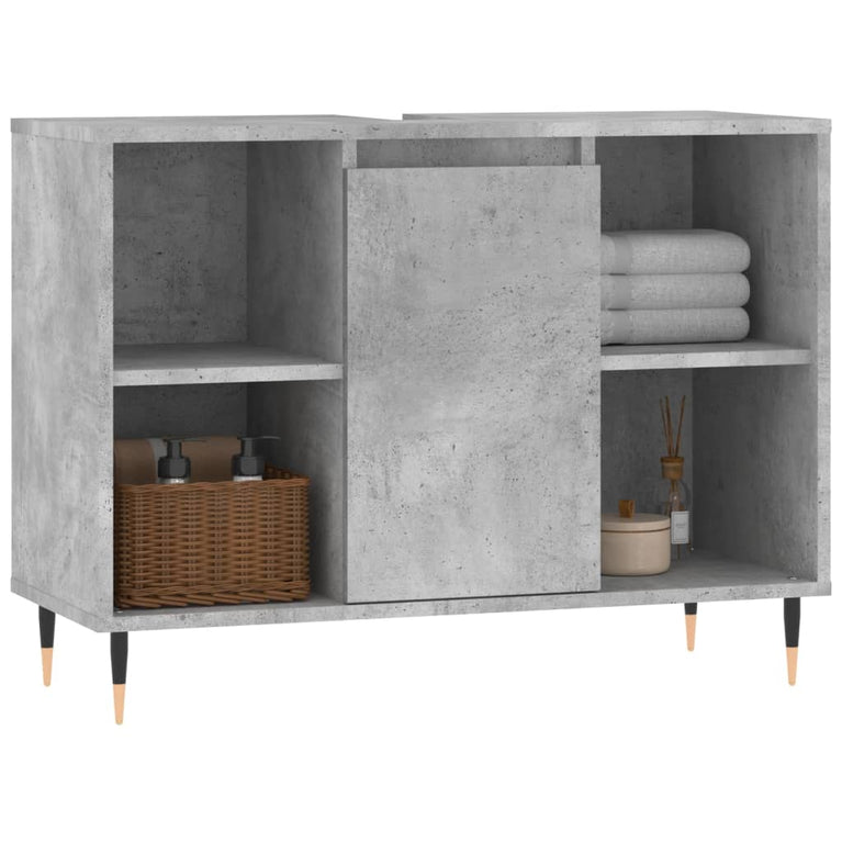 Badkamerkast 80x33x60 cm bewerkt hout betongrijs MeubelReus