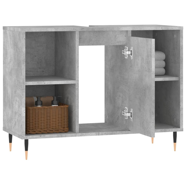 Badkamerkast 80x33x60 cm bewerkt hout betongrijs MeubelReus