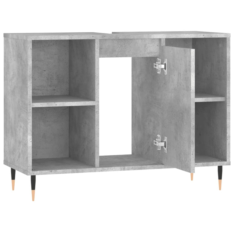Badkamerkast 80x33x60 cm bewerkt hout betongrijs MeubelReus