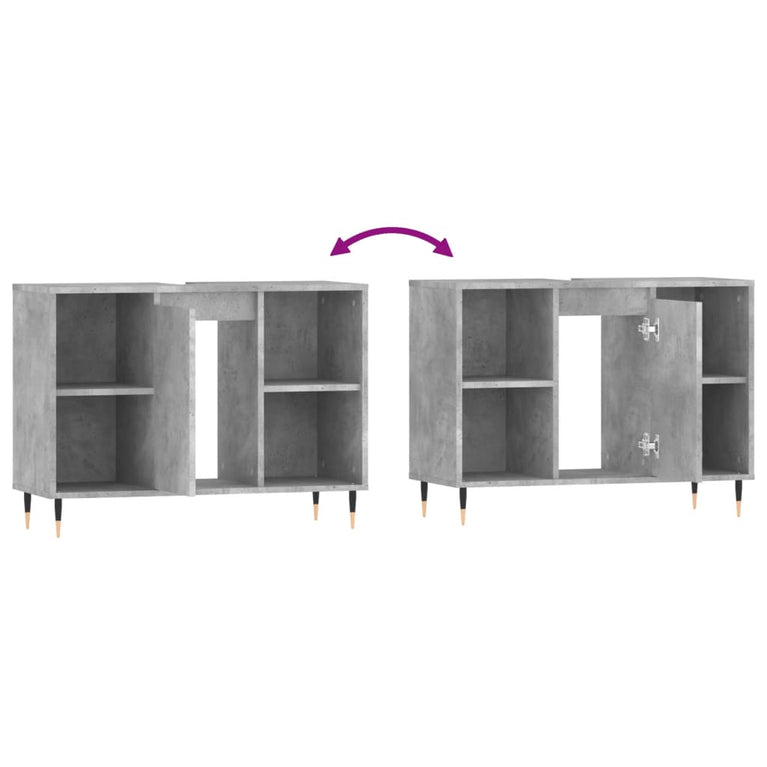 Badkamerkast 80x33x60 cm bewerkt hout betongrijs MeubelReus