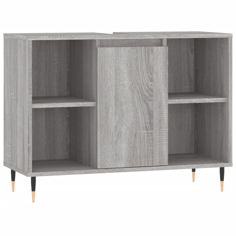 Badkamerkast 80x33x60 cm bewerkt hout grijs sonoma eikenkleurig MeubelReus