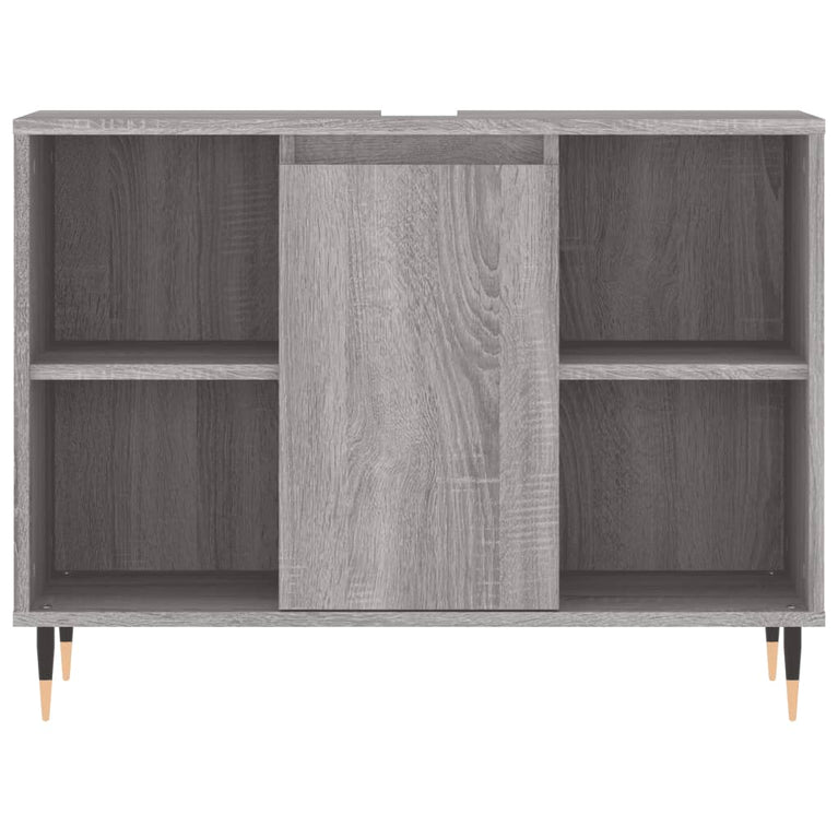 Badkamerkast 80x33x60 cm bewerkt hout grijs sonoma eikenkleurig MeubelReus