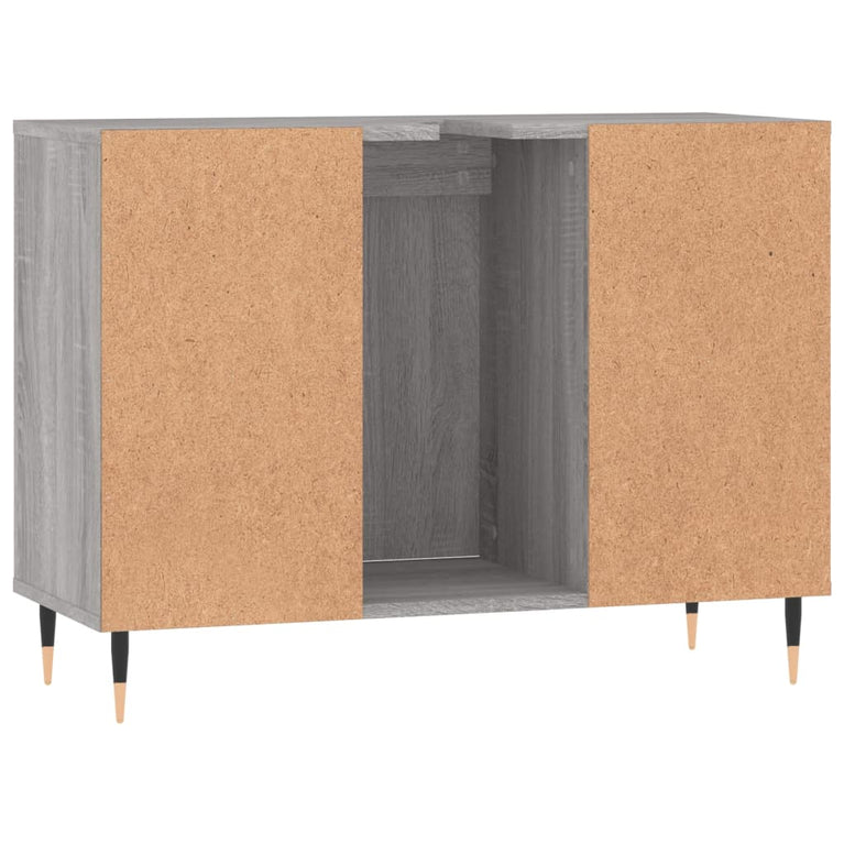 Badkamerkast 80x33x60 cm bewerkt hout grijs sonoma eikenkleurig MeubelReus