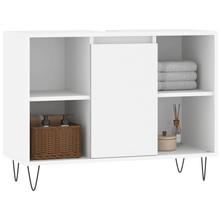 Badkamerkast 80x33x60 cm bewerkt hout wit MeubelReus