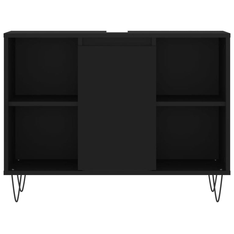 Badkamerkast 80x33x60 cm bewerkt hout zwart MeubelReus