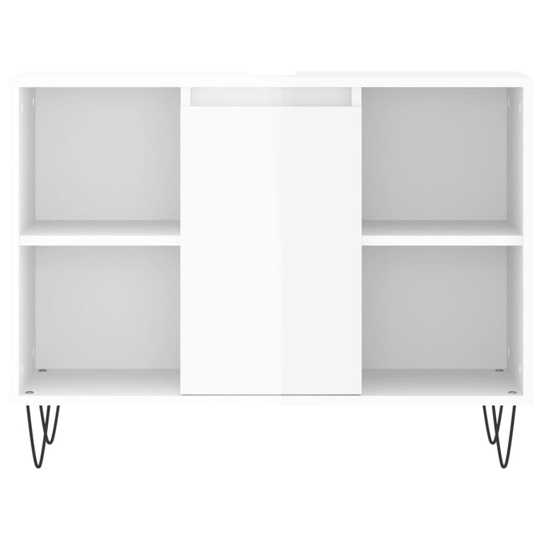 Badkamerkast 80x33x60 cm bewerkt hout hoogglans wit MeubelReus