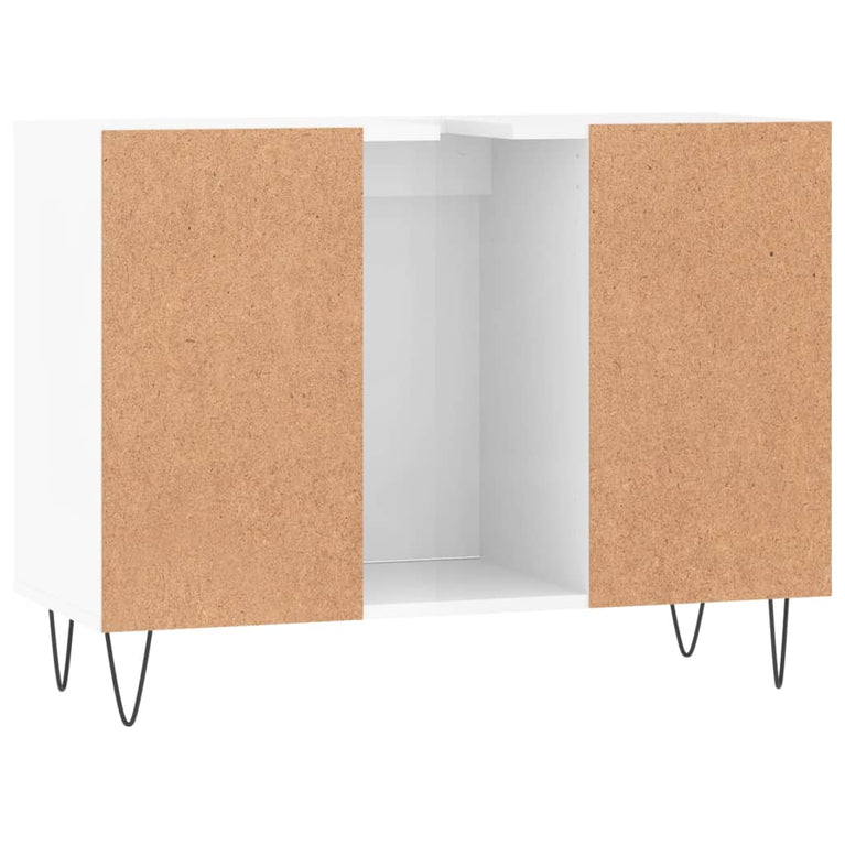 Badkamerkast 80x33x60 cm bewerkt hout hoogglans wit MeubelReus