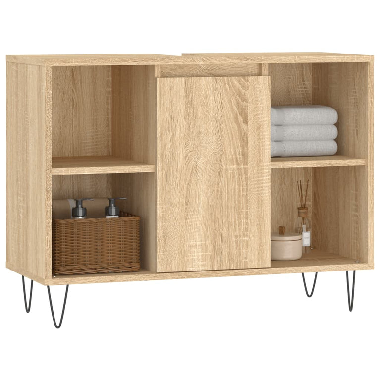 Badkamerkast 80x33x60 cm bewerkt hout sonoma eikenkleurig MeubelReus