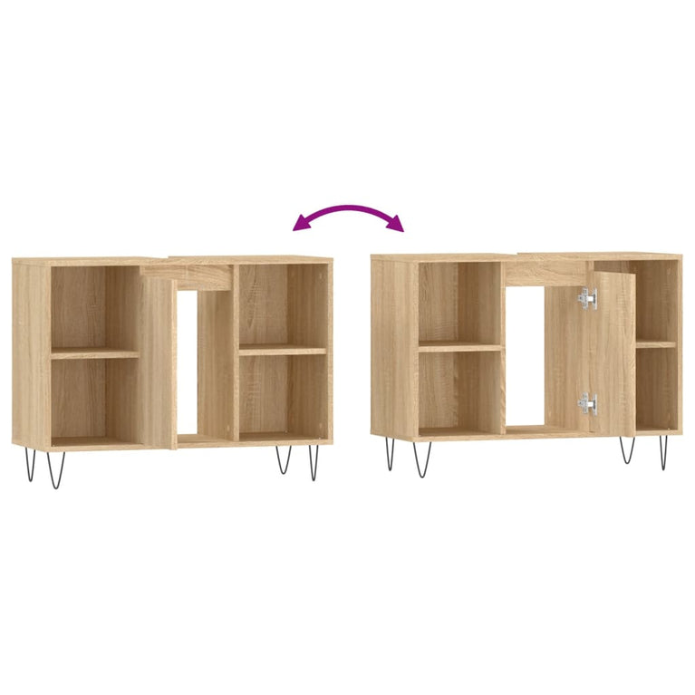 Badkamerkast 80x33x60 cm bewerkt hout sonoma eikenkleurig MeubelReus