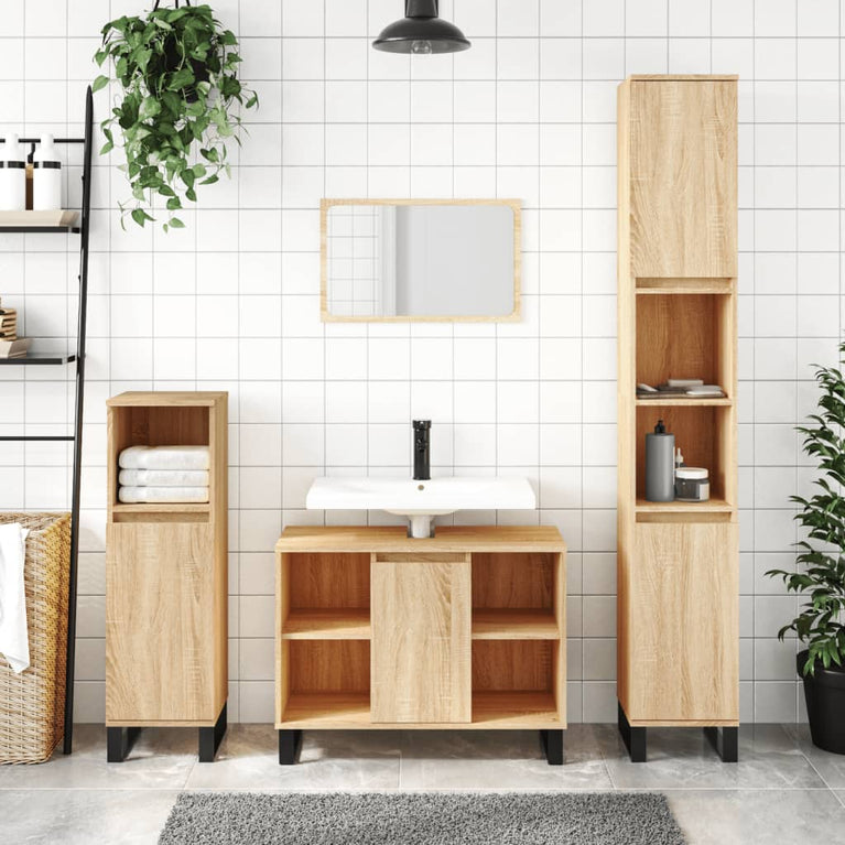 Badkamerkast 80x33x60 cm bewerkt hout sonoma eikenkleurig MeubelReus