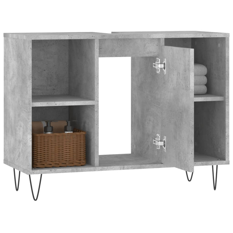 Badkamerkast 80x33x60 cm bewerkt hout betongrijs MeubelReus