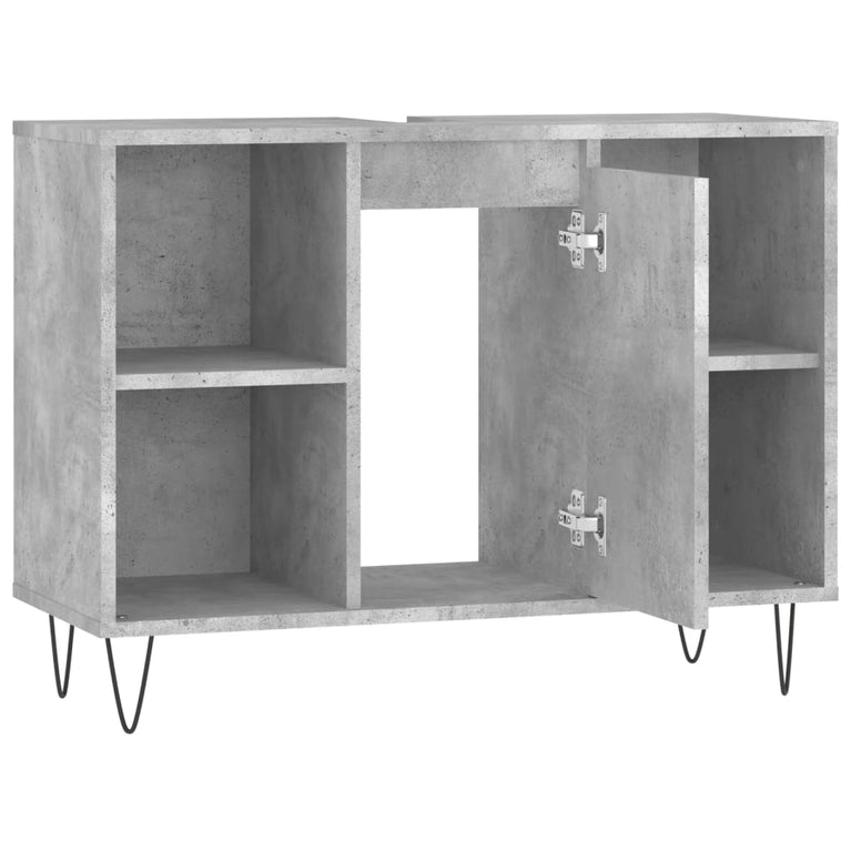 Badkamerkast 80x33x60 cm bewerkt hout betongrijs MeubelReus