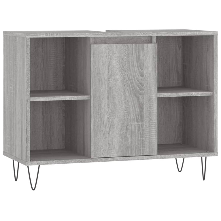 Badkamerkast 80x33x60 cm bewerkt hout grijs sonoma eikenkleurig MeubelReus