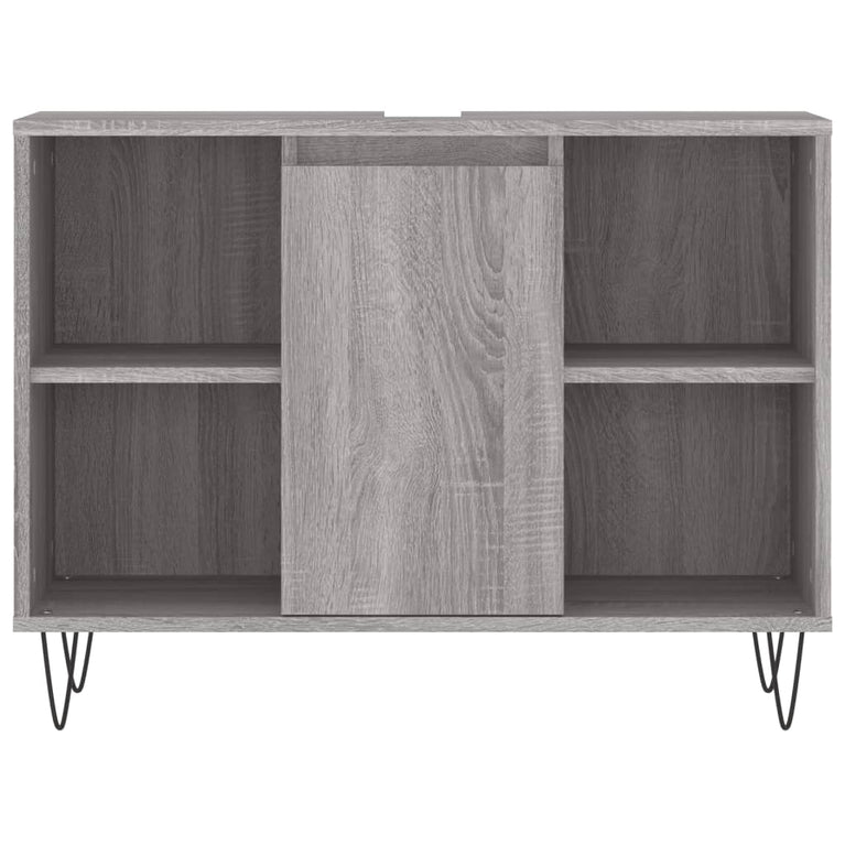 Badkamerkast 80x33x60 cm bewerkt hout grijs sonoma eikenkleurig MeubelReus