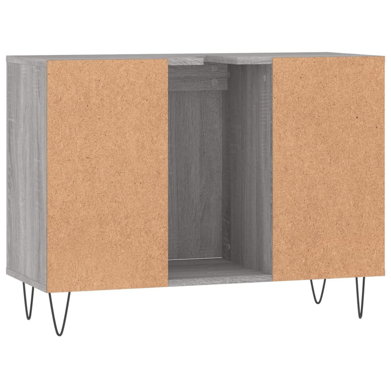 Badkamerkast 80x33x60 cm bewerkt hout grijs sonoma eikenkleurig MeubelReus