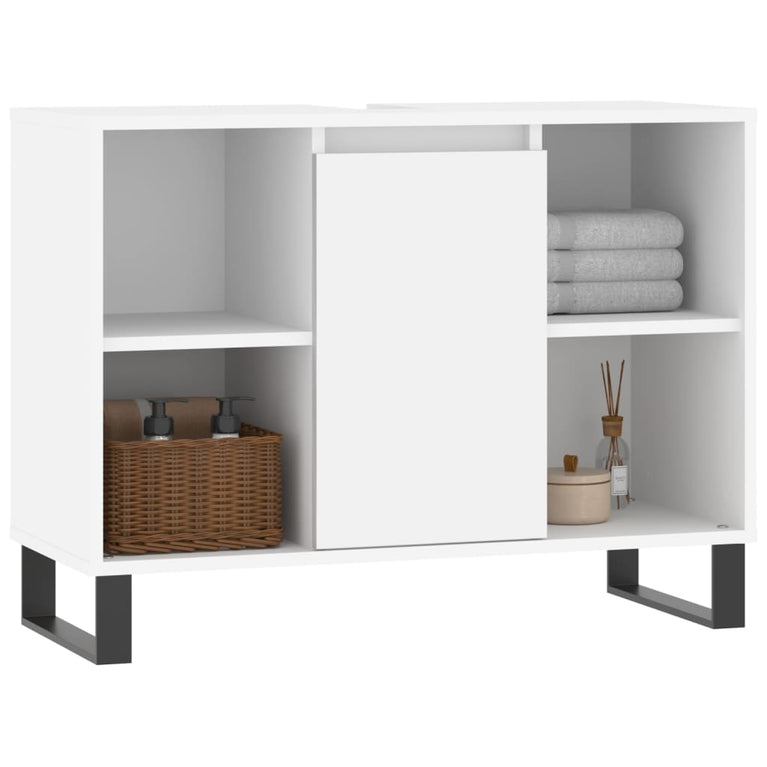 Badkamerkast 80x33x60 cm bewerkt hout wit MeubelReus