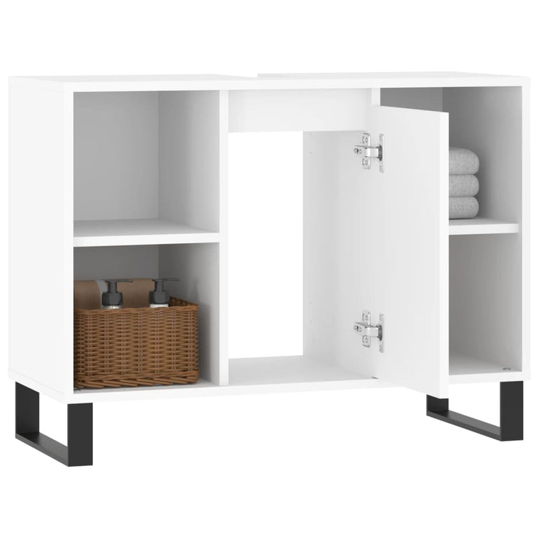 Badkamerkast 80x33x60 cm bewerkt hout wit MeubelReus
