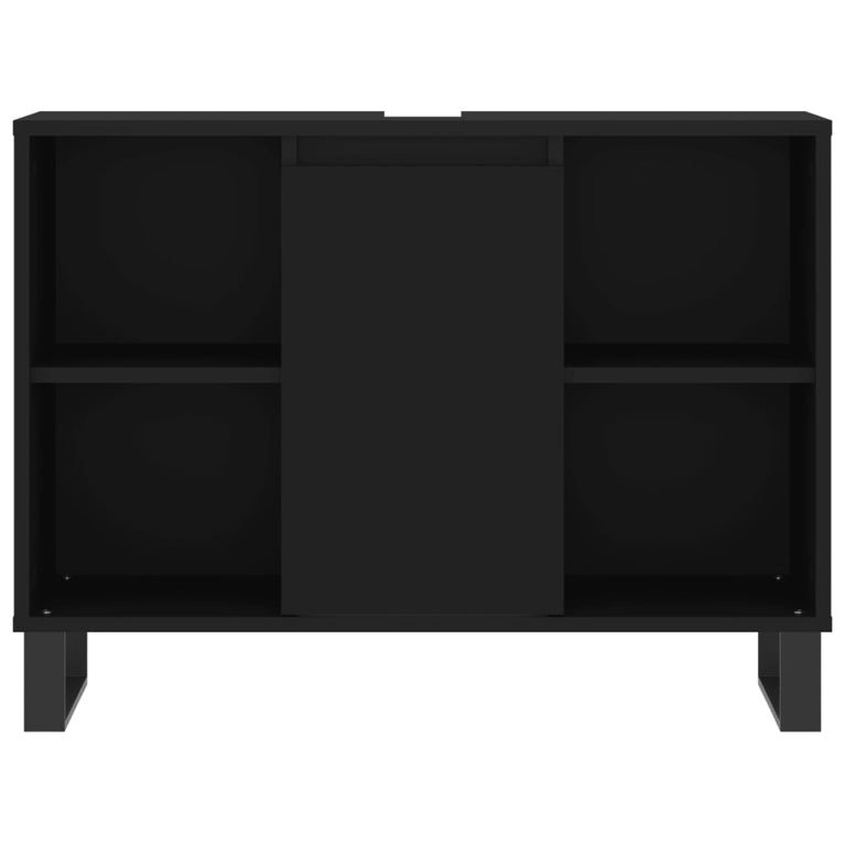 Badkamerkast 80x33x60 cm bewerkt hout zwart MeubelReus