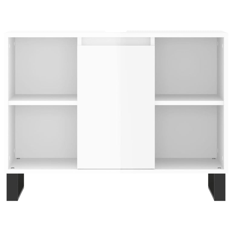 Badkamerkast 80x33x60 cm bewerkt hout hoogglans wit MeubelReus