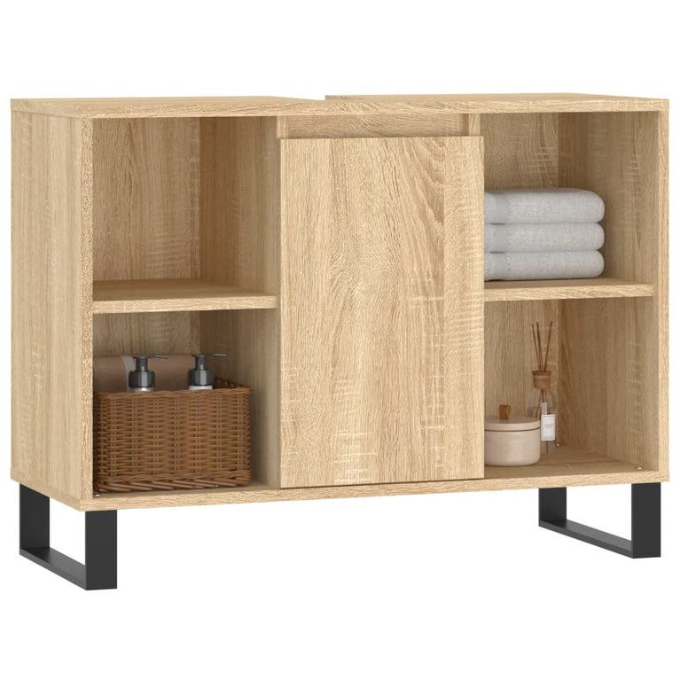Badkamerkast 80x33x60 cm bewerkt hout sonoma eikenkleurig MeubelReus