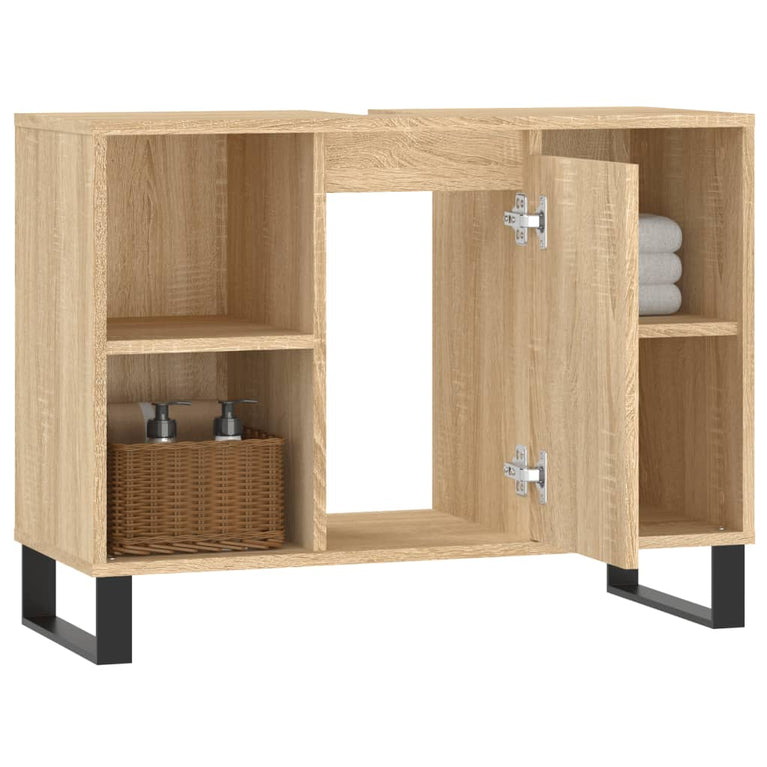 Badkamerkast 80x33x60 cm bewerkt hout sonoma eikenkleurig MeubelReus